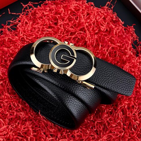 VANNANBA Leather ratchet Belts for Men Automatic Buckle Casual Work Dress Belt with Gift Box in Saudi Arabia