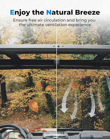 KEMIMOTO UTV Sunshade Soft Window Breathable Net Mesh Front Windshield Anti-UV Compatible with Polaris Ranger 1000 XP/CREW 2018-2025, Ranger 900/XP 2013-2019 Accessories Stable in Wind Easily Cleaned in Saudi Arabia