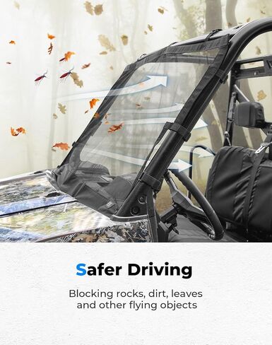 KEMIMOTO UTV Sunshade Soft Window Breathable Net Mesh Front Windshield Anti-UV Compatible with Polaris Ranger 1000 XP/CREW 2018-2025, Ranger 900/XP 2013-2019 Accessories Stable in Wind Easily Cleaned in Saudi Arabia
