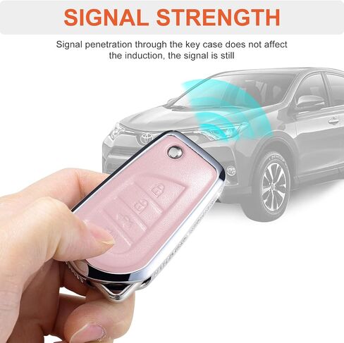 غطاء حماية مفتاح Kia Key Fob مع سلسلة مفاتيح، غطاء حماية لمفتاح كريستالي من الجلد الوردي متوافق مع Cerato Ceed Forte NIRO Sorento Seltos Sportage Soul Telluride in Kuwait