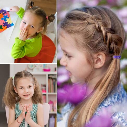 200PCS Elastic Hair Ties for Baby Girls, Small No-Crease Ponytail Holders | Kids Toddler Hair Ties for Thin Hair, Girl Hair Accessories, Mini Hair Elastic with Storage Box & Colorful Gift Box in Saudi Arabia