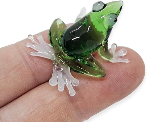 Tiny 4" Wide Green Blue Purple Big Feet Frog Figurine - Miniature Hand Blown Glass Colorful Poison Dart Frogs Amphibian Tropical Animals Crystal Decorative Collectible Figurines Home Décor in Saudi Arabia