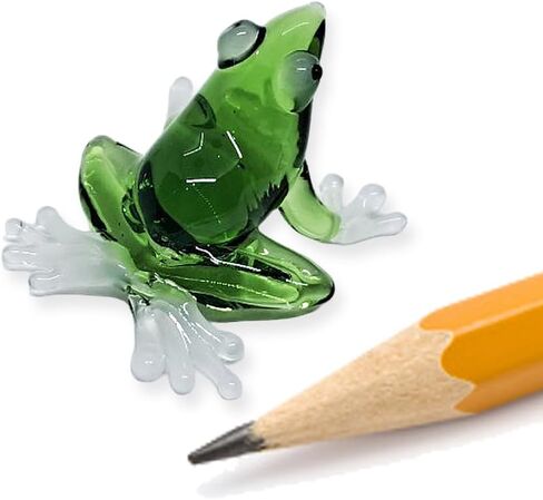 Tiny 4" Wide Green Blue Purple Big Feet Frog Figurine - Miniature Hand Blown Glass Colorful Poison Dart Frogs Amphibian Tropical Animals Crystal Decorative Collectible Figurines Home Décor in Saudi Arabia