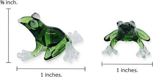 Tiny 4" Wide Green Blue Purple Big Feet Frog Figurine - Miniature Hand Blown Glass Colorful Poison Dart Frogs Amphibian Tropical Animals Crystal Decorative Collectible Figurines Home Décor in Saudi Arabia