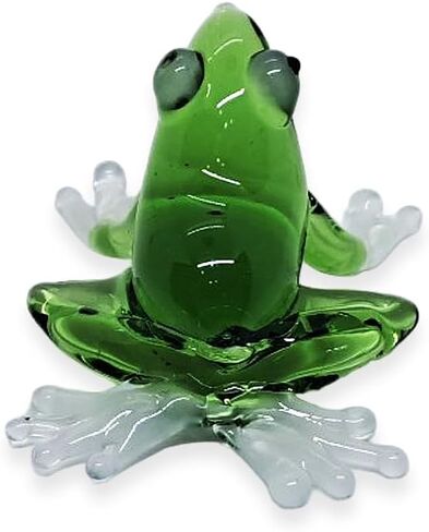 Tiny 4" Wide Green Blue Purple Big Feet Frog Figurine - Miniature Hand Blown Glass Colorful Poison Dart Frogs Amphibian Tropical Animals Crystal Decorative Collectible Figurines Home Décor in Saudi Arabia