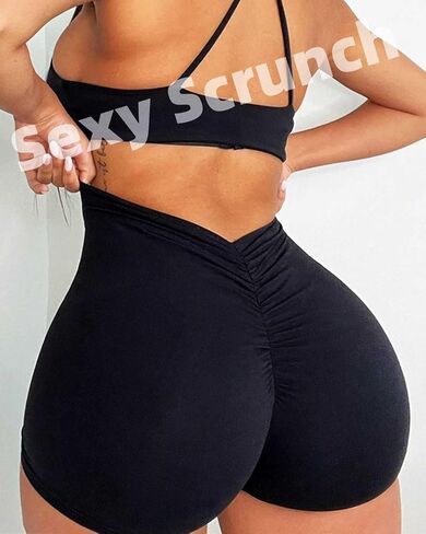 KIWI RATA Workout Scrunch Shorts Women V Back Gym Shorts Butt Lifting Shorts Seamless in Kuwait