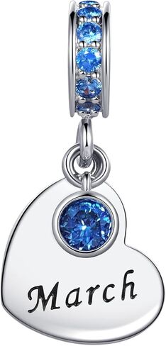 12 Months Cubic Zirconia Birthstone Heart Dangle Charm Compatible with Pandora Charms Bracelets in Saudi Arabia