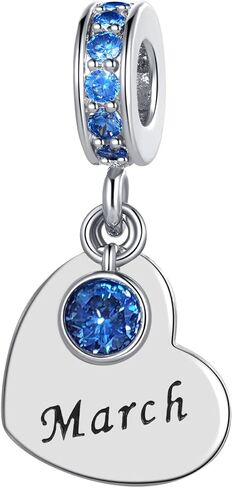 12 Months Cubic Zirconia Birthstone Heart Dangle Charm Compatible with Pandora Charms Bracelets in Saudi Arabia