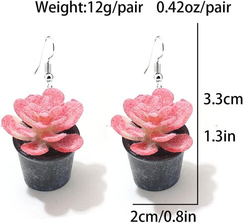 أقراط نباتية للنساء، أقراط نباتية معلقة، أقراط نباتية بوعاء، أقراط على شكل وعاء زهور، أقراط على شكل صبار، وعاء زهور فريد من نوعه، هدايا مجوهرات للنساء in Kuwait