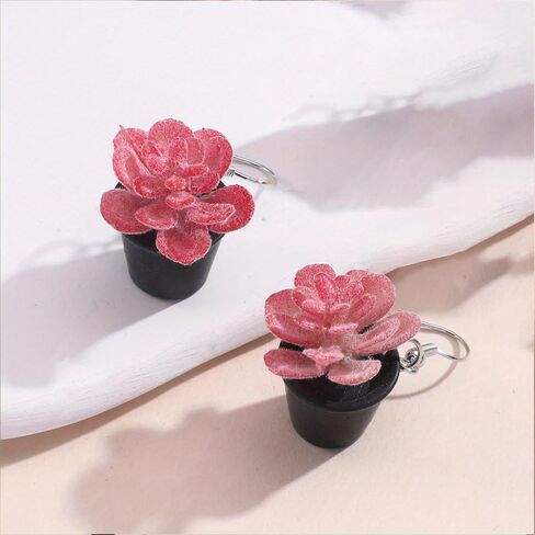 أقراط نباتية للنساء، أقراط نباتية معلقة، أقراط نباتية بوعاء، أقراط على شكل وعاء زهور، أقراط على شكل صبار، وعاء زهور فريد من نوعه، هدايا مجوهرات للنساء in Kuwait