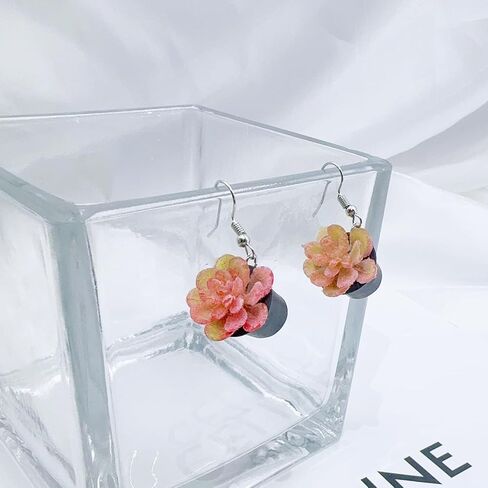 أقراط نباتية للنساء، أقراط نباتية معلقة، أقراط نباتية بوعاء، أقراط على شكل وعاء زهور، أقراط على شكل صبار، وعاء زهور فريد من نوعه، هدايا مجوهرات للنساء in Kuwait