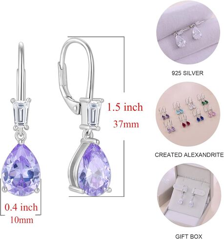 Starchenie Women's Dangle Drop Earrings Sterling Silver Leverback Earrings Birthstone Jewelry in Saudi Arabia