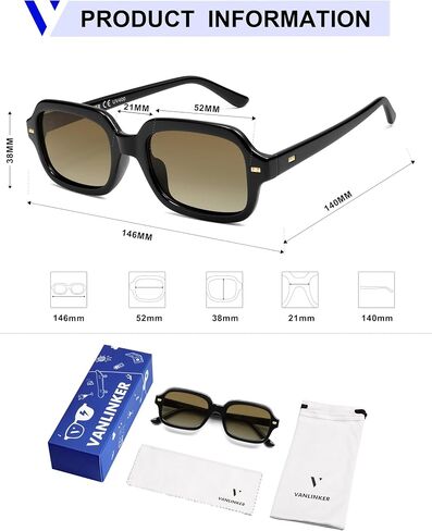 VANLINKER Retro Square Polarized Sunglasses for Women Men Vintage Rectangle Shades VL9832 in Saudi Arabia