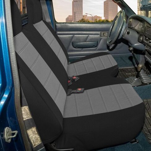 SAPUBK Custom-Fit Front Bench Seat Cover with Headrests Replace for Toyota Pickup 1990-1995 Accessories Seat Protector(Black&Grey) in Kuwait