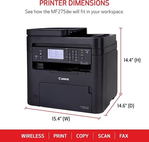 Canon imageCLASS MF267dw II - طابعة ليزر أحادية اللون لاسلكية، طباعة، نسخ، مسح ضوئي، فاكس مع وحدة تغذية المستندات التلقائية، أسود، تعمل مع Alexa in Saudi Arabia