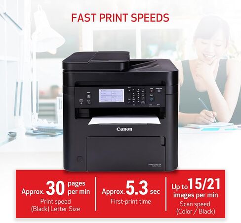 Canon imageCLASS MF267dw II - طابعة ليزر أحادية اللون لاسلكية، طباعة، نسخ، مسح ضوئي، فاكس مع وحدة تغذية المستندات التلقائية، أسود، تعمل مع Alexa in Saudi Arabia