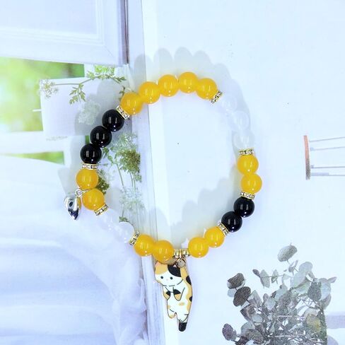 WETMT 2PCS Cat Bracelet for Couple Cat Matching Best Friend Couple Bracelets Cute Cat Beaded Charm Bracelets BFF Long Distance Bracelets for 2 Christmas Valentines Fashion Jewelry in Saudi Arabia