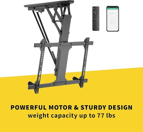 ProMounts Motorized Fireplace Mantel TV Wall Mount Fits Most 37-70 Inch Screens, Motorized Drop Down TV Wall Mount Bracket Above Fireplace for Both Flat and Curved, and Holds up to 77 lbs. in Kuwait
