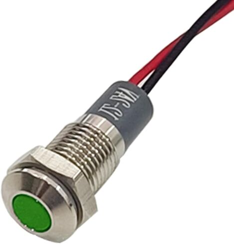 8mm/0.31" Signal Indicator Light, AC/DC 12V-24V Waterproof Panel Mount Warning Lamps with Wire, LED Signal Pilot Lamp for Car Truck Boat (Green) in Kuwait