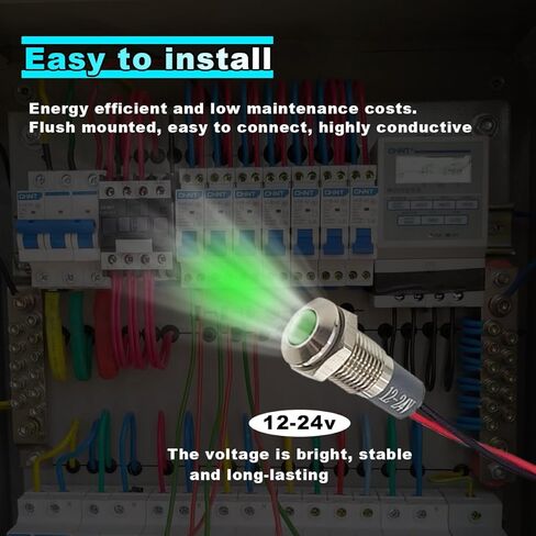 8mm/0.31" Signal Indicator Light, AC/DC 12V-24V Waterproof Panel Mount Warning Lamps with Wire, LED Signal Pilot Lamp for Car Truck Boat (Green) in Kuwait