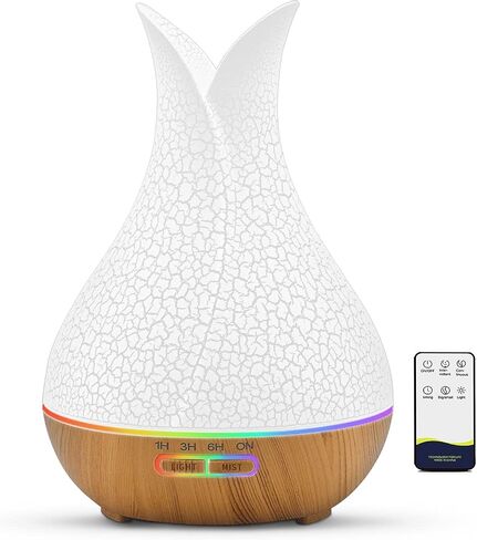 Essential Oil Diffuser, 500ml Ultrasonic Aromatherapy Diffuser with 7 Ambient Light 4 Timer Remote Control Waterless Auto-Off, Diffusers Humidifier for Home Large Room in Saudi Arabia