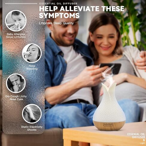 Essential Oil Diffuser, 500ml Ultrasonic Aromatherapy Diffuser with 7 Ambient Light 4 Timer Remote Control Waterless Auto-Off, Diffusers Humidifier for Home Large Room in Saudi Arabia