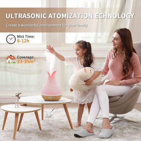 Essential Oil Diffuser, 500ml Ultrasonic Aromatherapy Diffuser with 7 Ambient Light 4 Timer Remote Control Waterless Auto-Off, Diffusers Humidifier for Home Large Room in Saudi Arabia