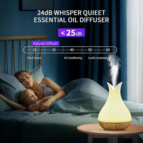 Essential Oil Diffuser, 500ml Ultrasonic Aromatherapy Diffuser with 7 Ambient Light 4 Timer Remote Control Waterless Auto-Off, Diffusers Humidifier for Home Large Room in Saudi Arabia