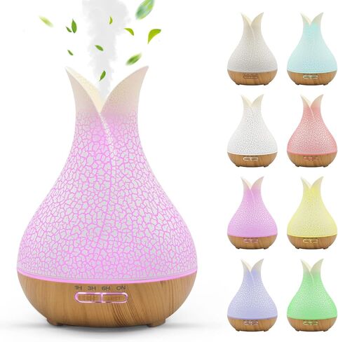 Essential Oil Diffuser, 500ml Ultrasonic Aromatherapy Diffuser with 7 Ambient Light 4 Timer Remote Control Waterless Auto-Off, Diffusers Humidifier for Home Large Room in Saudi Arabia