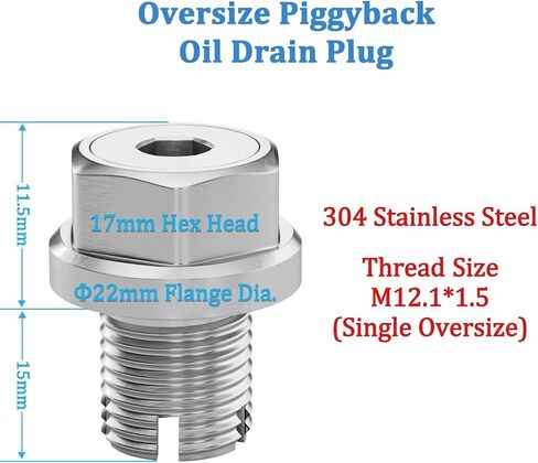 M14.1-1.5 x 15mm Stainless Steel Self Tapping Oil Drain Plug with 5 PCS Kit, Oversize Piggyback Oil Pan Thread Repair Kit, Solves Oil Pan Thread Issues, for Cars in Saudi Arabia