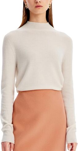 Women's Seamless 100% Wool Sweater, Long Sleeve Crewneck Sweater 2024 Fall Winter Pullover for Women in Saudi Arabia