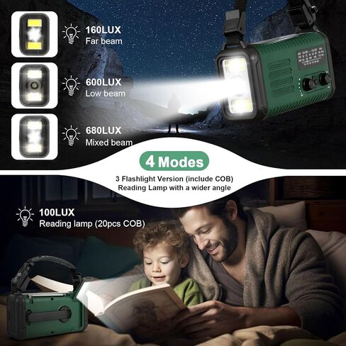Emergency Radio, NOAA/AM/FM Weather Radio, Hand Crank Radio, Solar Radio, 5000MAH Rechargeable Battery Powered with USB Charging, SOS Alarm,Flashlight, & LED Reading Lamp for Camping Survival Home in Kuwait