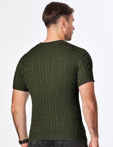 JMIERR Men's Knit Henley Shirts Casual Short Sleeve Button T-Shirt Cable Knitted Polo Shirts Golf Shirt in Kuwait
