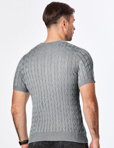 JMIERR Men's Knit Henley Shirts Casual Short Sleeve Button T-Shirt Cable Knitted Polo Shirts Golf Shirt in Kuwait