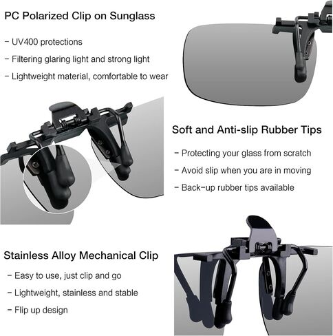 SPLAKS Clip-on Flip Up Polarized Sunglasses Rimless Over Prescription Glasses for Men Women in Kuwait