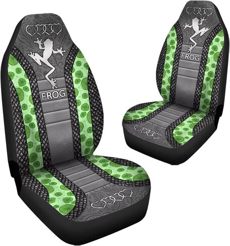 Tribal Frog Lotus Leaf Car Seat Covers Set of for 2 Front Seats, Auto Accessories Decorative Bucket Car Seat Protectors Decor Universal Fit for Car Truck SUV, Green in Saudi Arabia