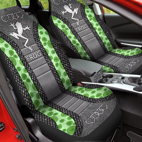 Tribal Frog Lotus Leaf Car Seat Covers Set of for 2 Front Seats, Auto Accessories Decorative Bucket Car Seat Protectors Decor Universal Fit for Car Truck SUV, Green in Saudi Arabia
