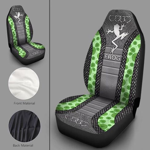 Tribal Frog Lotus Leaf Car Seat Covers Set of for 2 Front Seats, Auto Accessories Decorative Bucket Car Seat Protectors Decor Universal Fit for Car Truck SUV, Green in Saudi Arabia