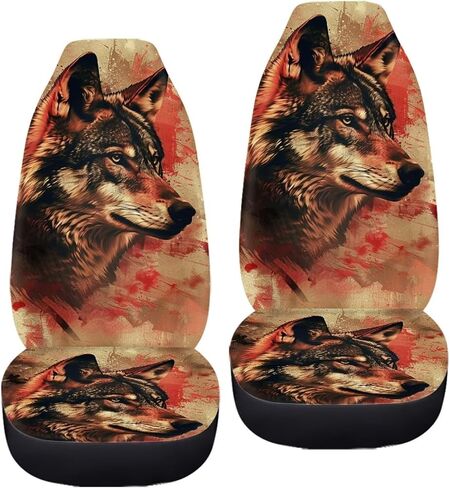 Tribal Frog Lotus Leaf Car Seat Covers Set of for 2 Front Seats, Auto Accessories Decorative Bucket Car Seat Protectors Decor Universal Fit for Car Truck SUV, Green in Saudi Arabia