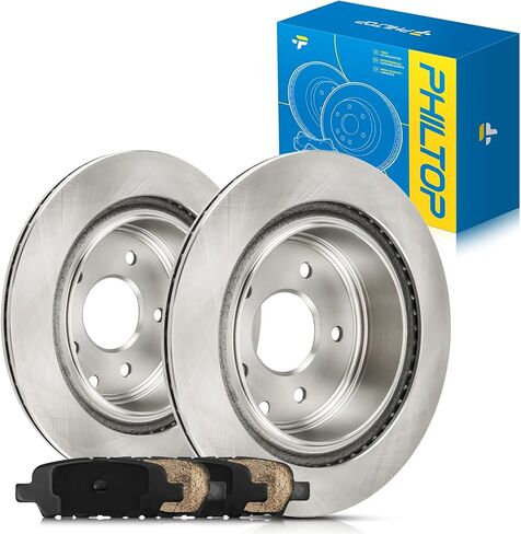 PHILTOP 11.5 inch (291.8 mm) Rear Vented Disc Brake Rotors + Ceramic Pads Kit Compatible with Rogue, Rogue Sport, Rogue Select, LEAF, G35, 350Z, Juke in Saudi Arabia