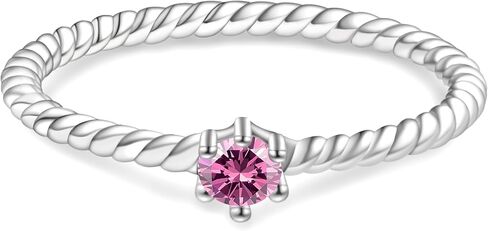 Stackable Birthstone Rings Set for Women: 925 Sterling Silver Mother Child Family Stacking Ring Minimalist Stackable Bands Mother's Day Jewelry Gifts for Wife in Saudi Arabia