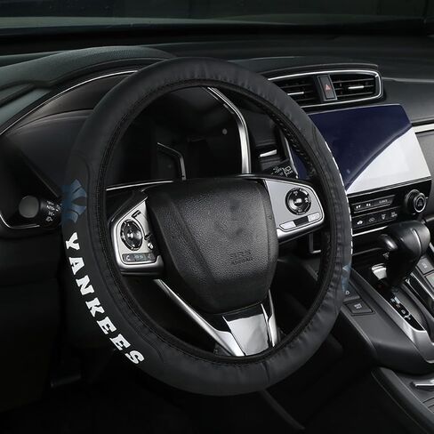 Retractable Leather for Yankees Steering Wheel Cover, Black Universal Fit 14-15 Inch All Vehicle Steering Wheel Cover, Universal Fit for All Vehicles in Saudi Arabia