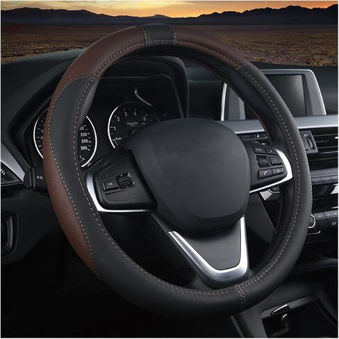 BESULEN Car Steering Wheel Cover, Soft Leather Steering Wheel Protector, Universal Non-Slip Steering Wheel Covers, Comfortable Grip Sweat-Absorbent, Automotive Interior Accessories in Kuwait