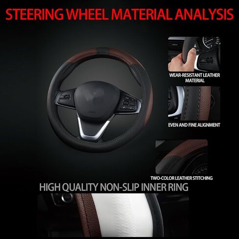BESULEN Car Steering Wheel Cover, Soft Leather Steering Wheel Protector, Universal Non-Slip Steering Wheel Covers, Comfortable Grip Sweat-Absorbent, Automotive Interior Accessories in Kuwait