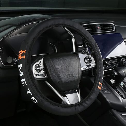 Retractable Leather for Yankees Steering Wheel Cover, Black Universal Fit 14-15 Inch All Vehicle Steering Wheel Cover, Universal Fit for All Vehicles in Saudi Arabia