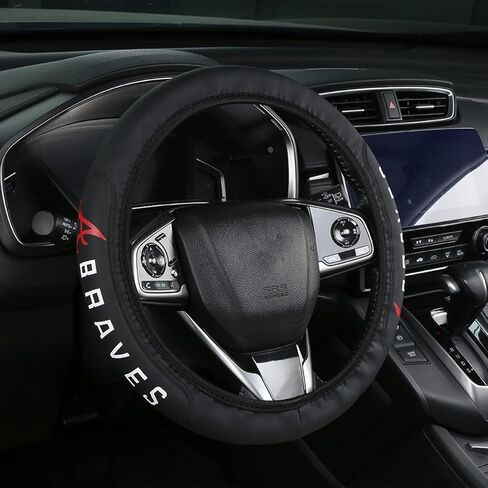 Retractable Leather for Yankees Steering Wheel Cover, Black Universal Fit 14-15 Inch All Vehicle Steering Wheel Cover, Universal Fit for All Vehicles in Saudi Arabia