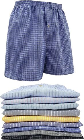 Andrew Scott Men's Cotton Blend Plaid Boxer Underwear Shorts |Big Man| Sizes S to 6XL - Multi Packs in Saudi Arabia