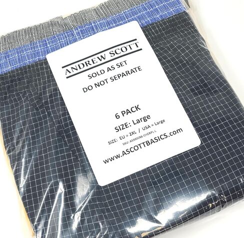 Andrew Scott Men's Cotton Blend Plaid Boxer Underwear Shorts |Big Man| Sizes S to 6XL - Multi Packs in Saudi Arabia