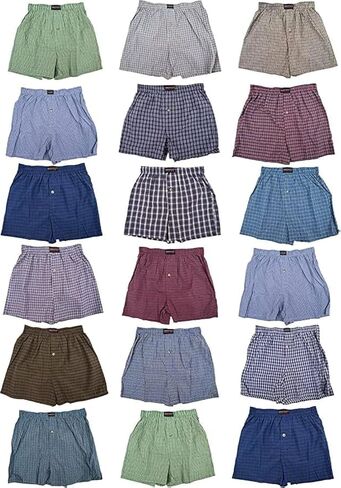 Andrew Scott Men's Cotton Blend Plaid Boxer Underwear Shorts |Big Man| Sizes S to 6XL - Multi Packs in Saudi Arabia