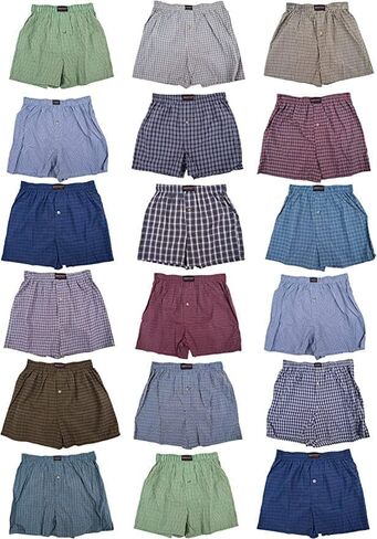 Andrew Scott Men's Cotton Blend Plaid Boxer Underwear Shorts |Big Man| Sizes S to 6XL - Multi Packs in Saudi Arabia